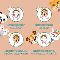 7th Heaven Go Wild Face Mask Gift Set - 5 Fun Animal Themed Skin Care Sheet Masks - Unicorn, Llamacorn, Panda, Tiger and Kitten