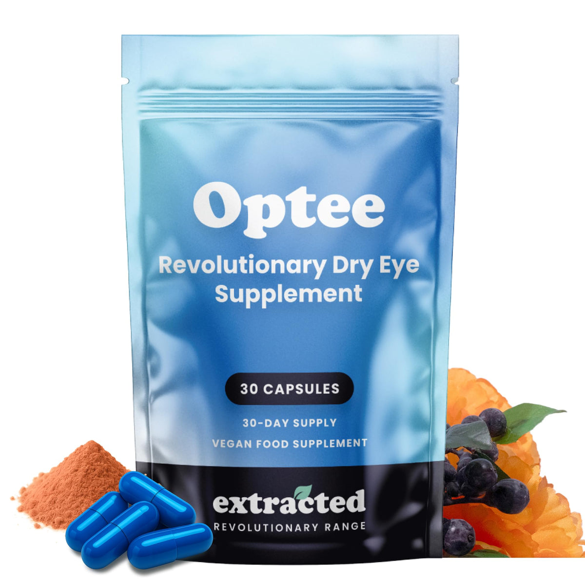 Extracted Optee Dry Eye Supplements - MaquiBright, Astaxanthin, Lutein & Zeaxanthin 30 Vegan Capsules - Eye Health, Natural Tear Production, Clear Vision Support - 30-Day Supply