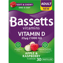 Bassetts Vitamins Adult Apple and Raspberry Flavour Vitamin D 30 Gummy Pastilles