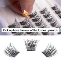 Lanciley Individual Lashes 45 Clusters Lashes CC Curl DIY Eyelash Extension Kit at Home for Make-up Beginner False Eyelashes with Eyelash Glue Tweezers 10/12/14/15/16mm Easy to Use - Fluffy Style