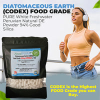 FoodPURA Food Grade Diatomaceous Earth Capsules (Codex) Pure White 94% Silica Fresh Water Sourced 600mg (180)