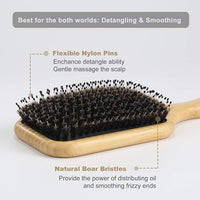 BESTOOL Hair Brush, Boar Bristle Hair Brushes for Women men Kid, Boar & Nylon Bristle Brush for Wet/Dry Hair Smoothing Massaging Detangling, Everyday Brush Enhance Shine & Health (Square)