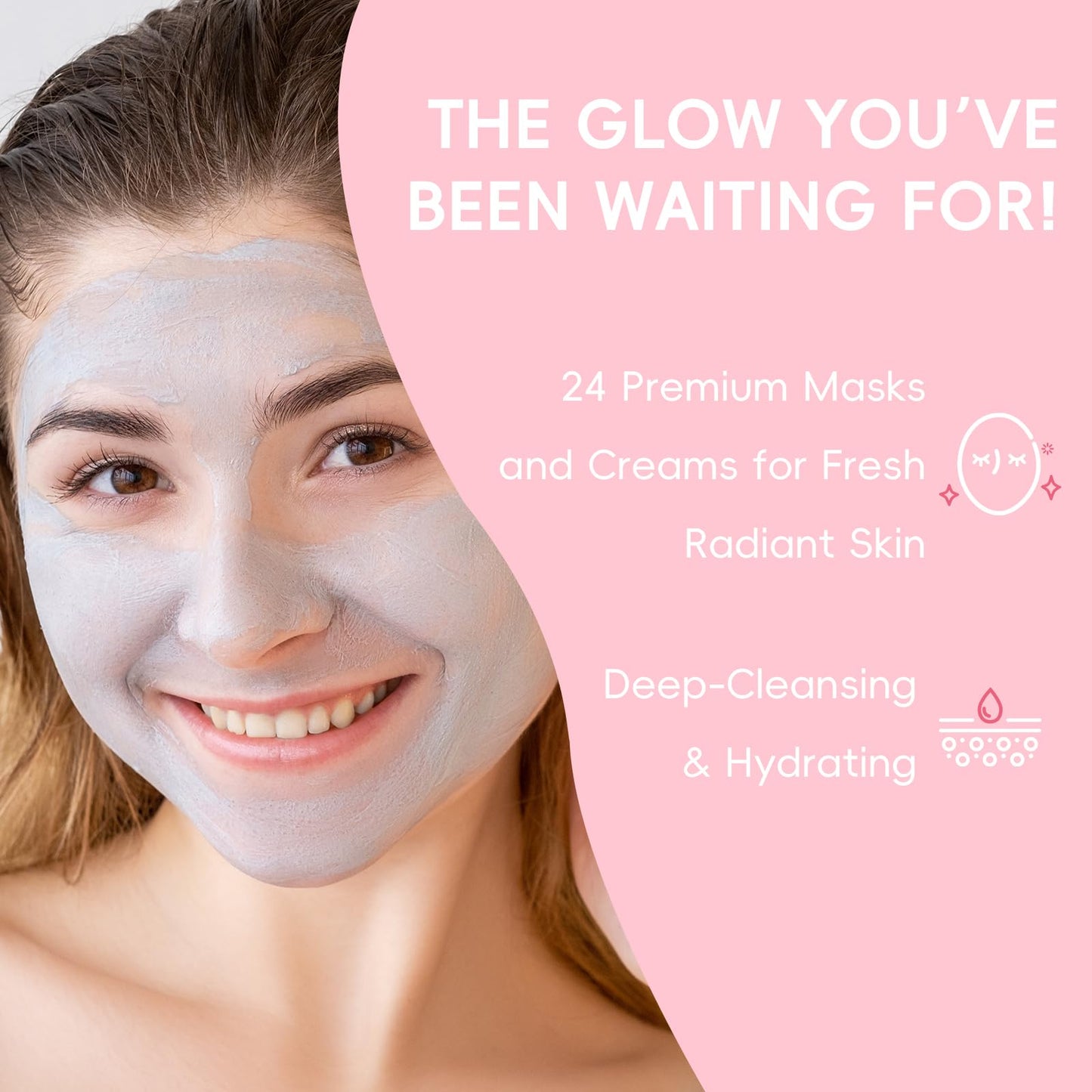 LAIKOU Face Mask Skincare Set for Hydrating & Nourishing 24PCS