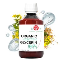 B.O.T cosmetic & wellness Pure Liquid Vegetable Glycerine Certified Organic BIO Glycerol Coconut Derived 100% Natural Moisturiser Skin Hair 100 ml / 3.51 fl.oz Premium Pharmaceutical Grade Vegan No GMO