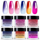 Honey Joy 6 Box/Set Temperature Mood Changing Colors Fine Dipping Powder Dip Powder Color Collection, Sun Orange/Yellow, Rose Pink/White Glitter, Green Blue Purple (W-3-1-2-8-10-17-10g/box) …