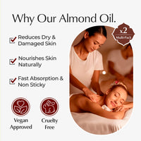 Ayumi Pure Sweet Almond Oil with Vitamin E | Hydrating Hair Oil for Dry Hair | AlmondOil for Skin Dryness | Anti-Ageing FaceOil | Body Oil for Dry Skincare | Beard Oil for Grooming | 2 x 150ml
