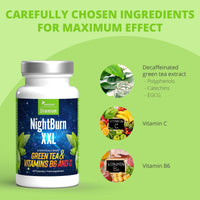 Slimjoy Weight Loss Capsules, Premium Green Tea Extract, with Added Vitamins B6 and Vitamin C - 90 Day Supply Sensilab Slimmium, NightBurn XXL