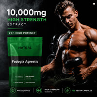Natral Fadogia Agrestis 10,000mg Equivalent - 120 Vegan Capsules | High Potency Natural Performance & Sports Supplement | Muscle Building & Recovery Support