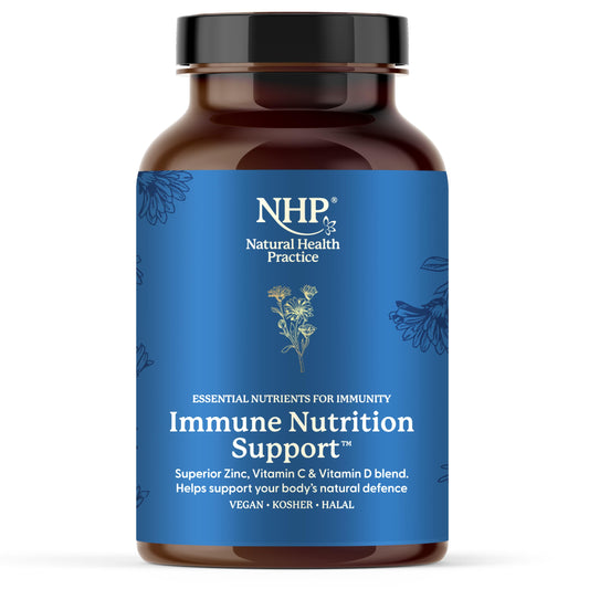 NHP The Natural Health Practice NHP Advanced Immune Support Supplement 60 Vegan Capsules – Elderberry Mushroom Complex with Probiotics Vitamin D3 Zinc & Beta Glucans for Daily Defence Gut Health Energy & Wellness