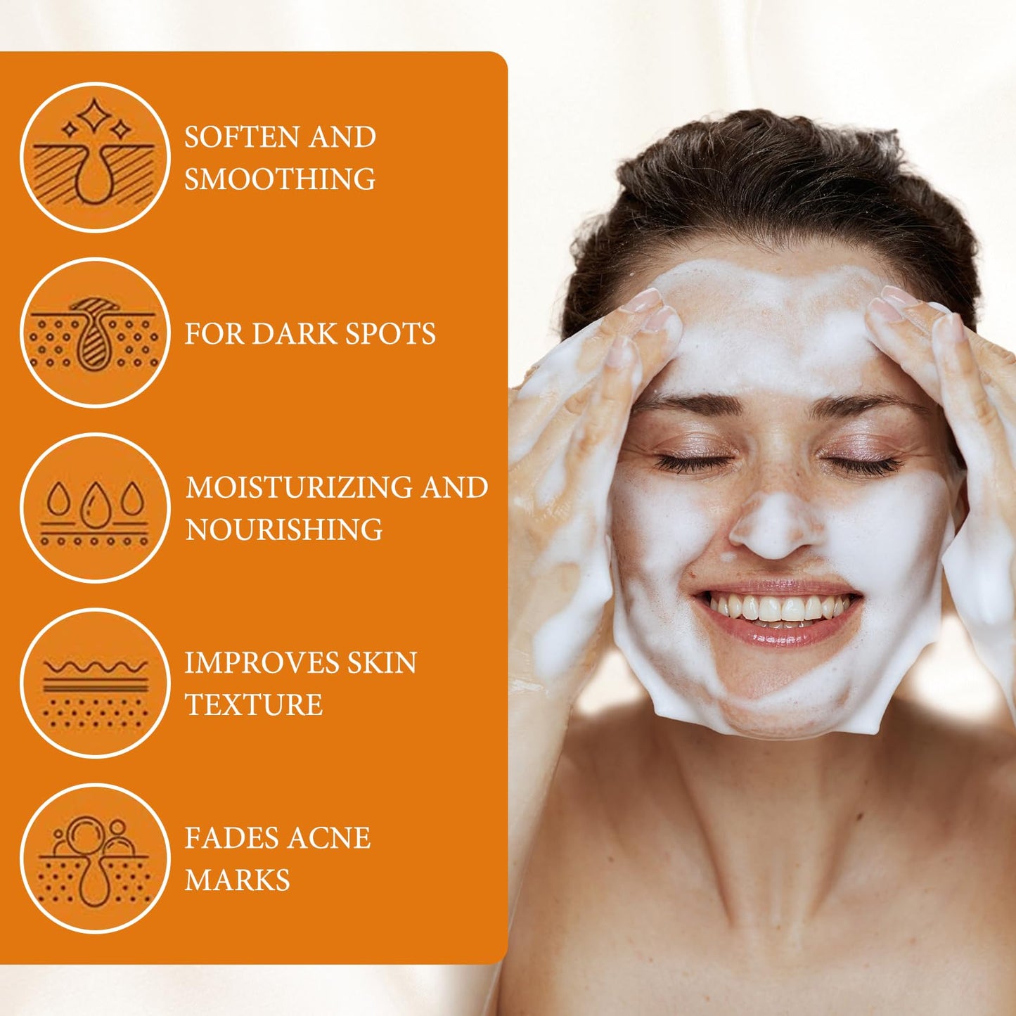 Nadiaen Turmeric Soap Handmade Turmeric Granular Soap Bar for Acne and Dark Spots Turmeric Soap for Face Natural Organic Turmeric Soap for Face & Body Deep Cleaning Moisturizing Erase Fine Lines Firm Pore