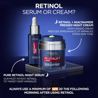 L'Oreal Paris L’Oréal Paris Retinol Cream, Revitalift Laser Pressed Night Cream for Anti-Ageing with Retinol & Niacinamide, Advanced Anti-Ageing Formula to Target Deep Wrinkles & Dark Spots, Moisturises Skin, 50ml