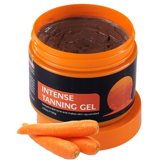 ISBEAUSOLS Carrot-en Tanning Gel, Intense tanning Gel, Sunbed Tanning Accelerator with Carotene & Olive Oil, Tan Enhancers & Accelerators for Face & Body, Moisturizing Tanning Butter without SPF, 140G