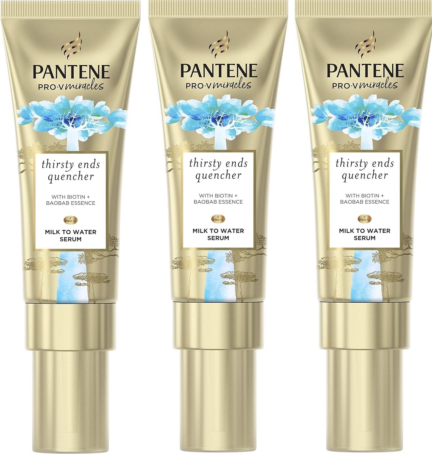 3x Pantene Pro-v Miracles Hydra Day Hair Serum Thirsty Ends Quencher, Milk To Water Serum with Biotin & Baobab Essence, 70ml