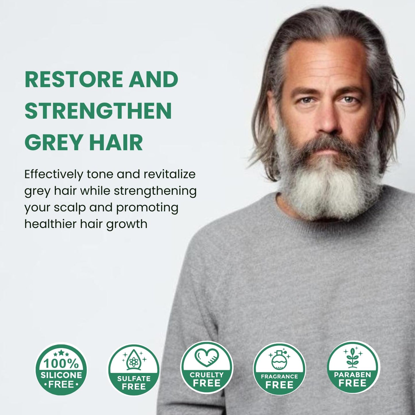 Puradoro Grey Hair Control & Healthy Roots Shampoo – Grey Attack & Blonde Hair Toner, Biotin, Caffeine & Indigofera, Herbal Essence Infused with Essential Oils, For Men & Women