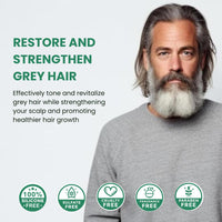 Puradoro Grey Hair Control & Healthy Roots Shampoo – Grey Attack & Blonde Hair Toner, Biotin, Caffeine & Indigofera, Herbal Essence Infused with Essential Oils, For Men & Women