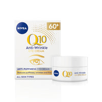 NIVEA Q10 60+ Anti-Puffiness Eye Cream (20ml), Anti-Wrinkle Eye Cream with Triple Strength Formula Made with Q10, Rose Petal Oil, and Calcium, Designed for 60+ Skin