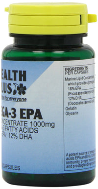 Health Plus Omega-3 Epa 1000mg : Fish Oil Supplement - 30 Capsules, in a planet-friendly 99% recycled pot