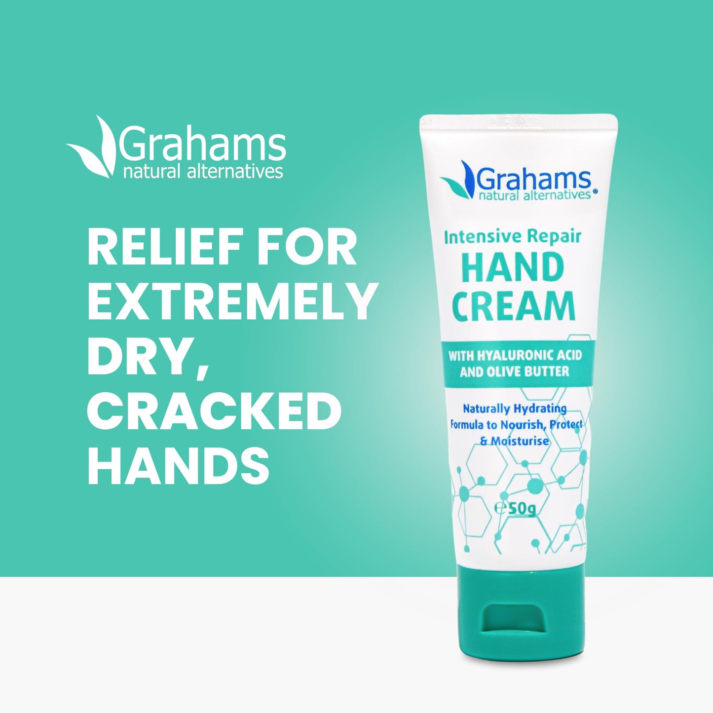 Grahams Natural Intensive Hand Repair Cream 50g | Calendula, Shea Butter, Coconut Oil, Vitamin E | Intense Hand Cream for Very Dry Hands & Eczema Prone Skin | Itch Relief & Cracked Finger Tip Repair