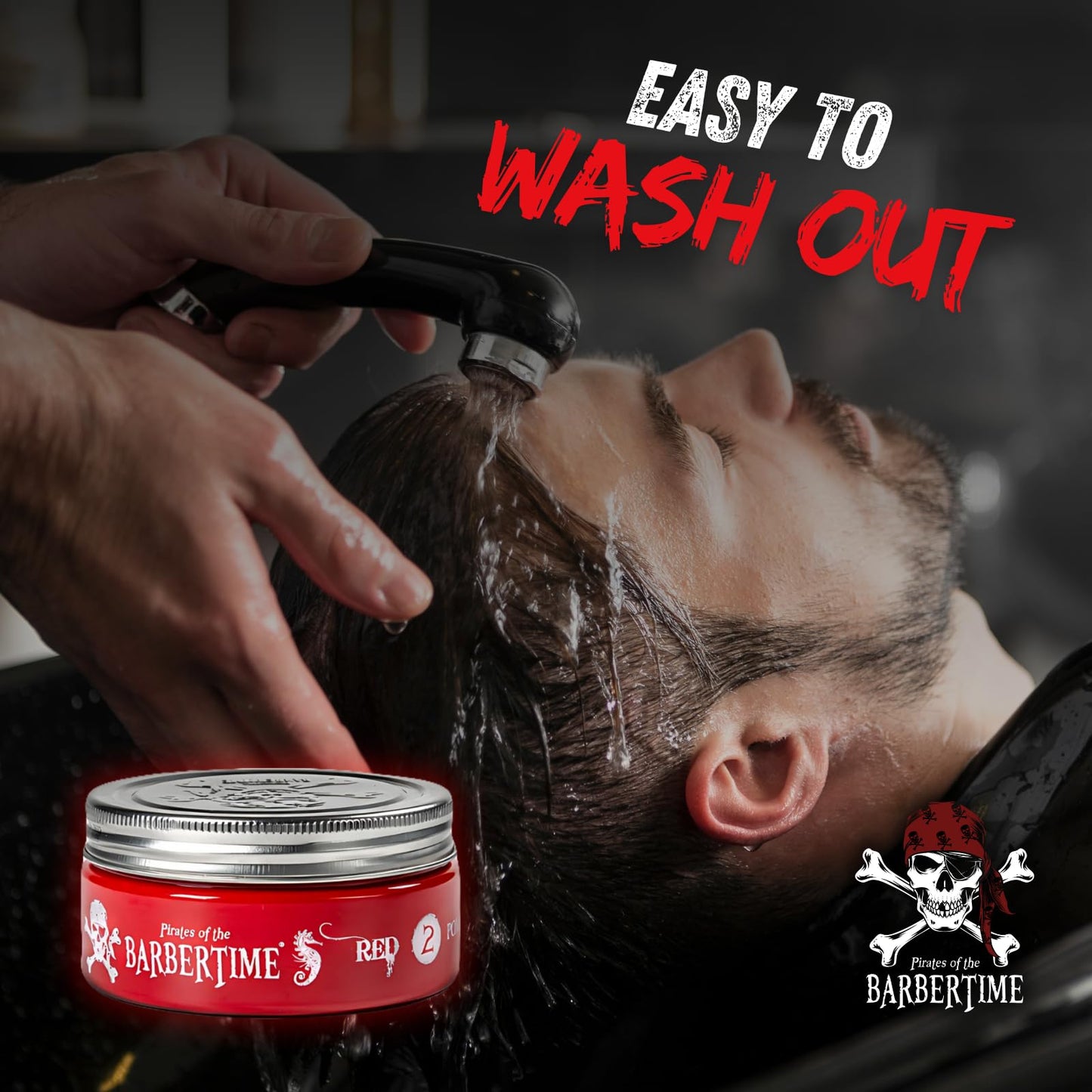 BarberTime BARBERTIME Hair Styling Aqua Wax | No2 Red Pomade Shine Look | Long Lasting Gel Formula Strong Hold 150 ml