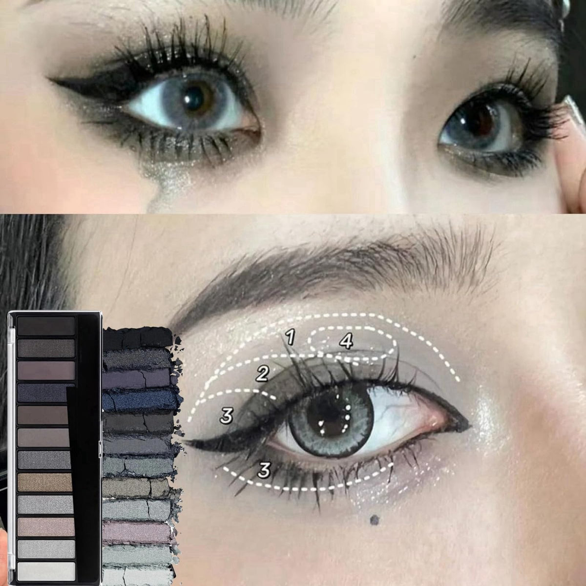 Xinyig Grey Eyeshadow Palette Black Eyeshadow 12 Pigmented,Smokey Eyeshadow Palette 12 Shades,Waterproof Eye Shadow Pallets for Women,Shimmer Smokey Color Eyeshadow,Full Matte Smokey Eye Shadow Pallets
