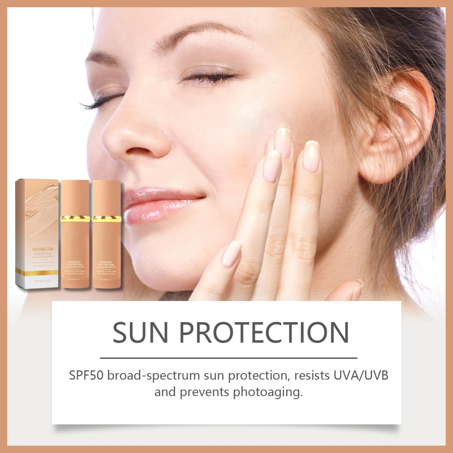 2pcs Bio-Mimic Foundation 4 In 1 Liquid Foundation Moisturizing Full Coverage Spf 50+ Lasting Wear Anti Pollution Face Foundations Bio-mimic Light Foundation Waterproof Colour Changing Foundation