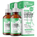 Liquid Chlorophyll Drops for Water - High Strength of 12,000mg per 2X 60ml Bottle at 4X Concentration - 4 Month Supply of Chlorophyll Liquid Drink - Made in UK by Core Nutrition (2X Pack)