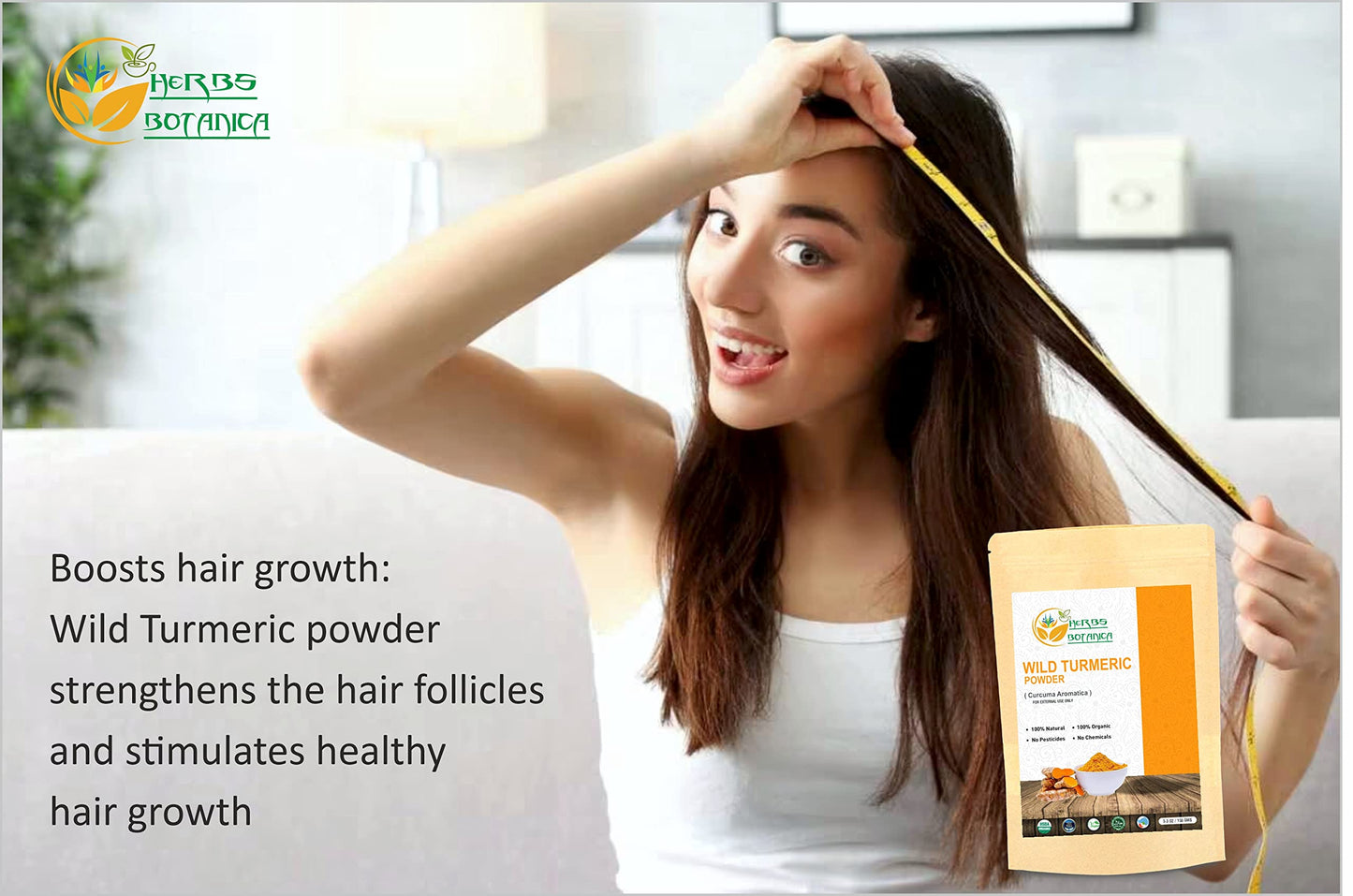 Herbs Botanica Wild Turmeric Powder For Face Reduces Acne, Face Mask, Dark Spots, Hyperpigmentation, Smooth Skin, Kasturi Manjal, Kasturi Turmeric, Aromatic Turmeric 150 Gms / 5.30 Oz