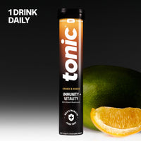 Tonic Health Daily Immunity Tablets - 4-in-1 Effervescent Multivitamins, Minerals & Phytonutrients - Vitamin D, Vitamin C and Zinc - Vegan,No Sugar- Max Strength, Orange, Mango, Passionfruit, 20 Count