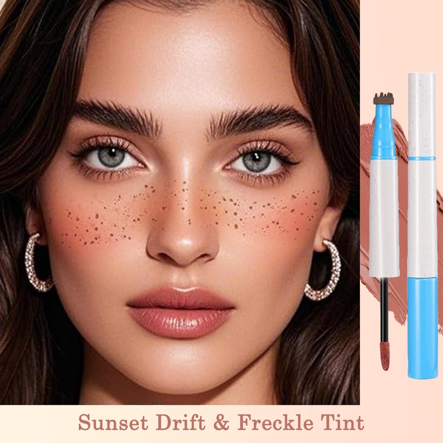 ZoeyShine 2-in-1 Sunset Drift & Freckle Tint for Natural Sunkissed Look, Waterproof Long-Lasting Freckle Stamp with Realistic Faux Effect, Easy to Use Blush for Cheeks Face