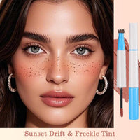 ZoeyShine 2-in-1 Sunset Drift & Freckle Tint for Natural Sunkissed Look, Waterproof Long-Lasting Freckle Stamp with Realistic Faux Effect, Easy to Use Blush for Cheeks Face