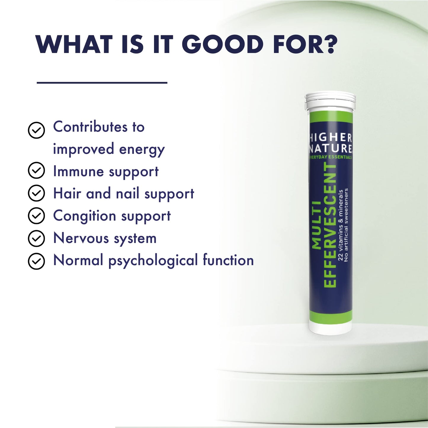 Higher Nature - Multi Effervescent - Over 22 Essential Vitamins - Effervescent Multivitamins - Gluten Free - Multivitamin Vegetarian - 20 Tablets