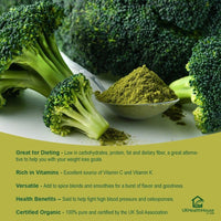UKHealthHouse Broccoli Powder | Contains Activated Sulforaphane Supplement | Potent Antioxidant Content | Whole Broccoli Powder | 100% Natural & Pure (500g)