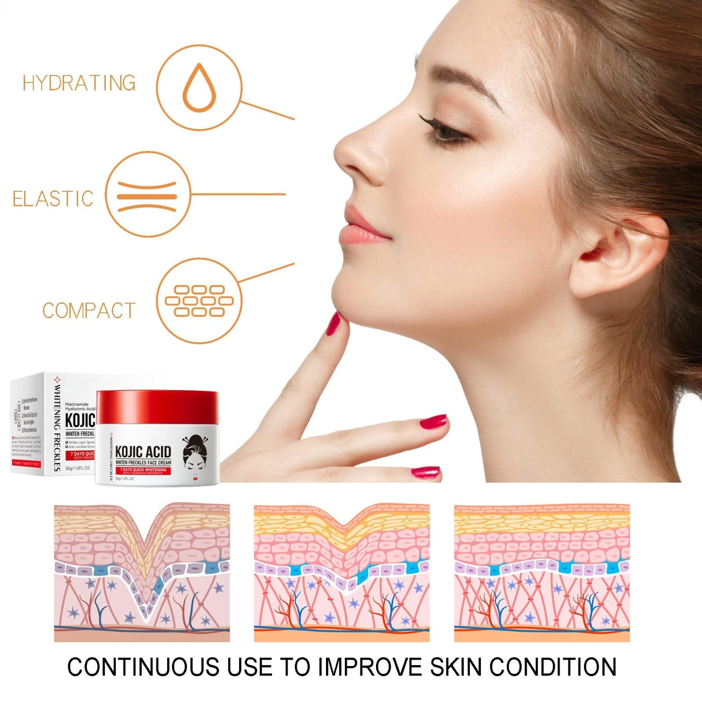 Kojic Acid Cream,Skin Lightening Cream for Anti Aging,Dark Spot Correcting Glow Serum,Dark Spot Corrector,Dark Spot Remover for Face,Spot Cream,Face Moisturizer for Women,Dark Spot Cream,Spot Gel