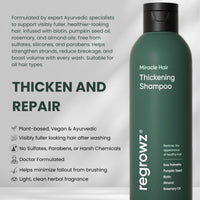 Regrowz Refresh & Balance Kit – Thickening Shampoo & Volumising Conditioner with Scalp Massager – Hair Thickening Treatment for Women & Men – 100% Natural & Sulphate-Free