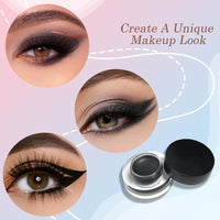 Generic Black Matte Eyeshadow Cream in Compact Glass Jar - Dual-Ended Brush for Smoky Eye Makeup, Highly Pigmented Long-Lasting Velvety Formula, Ideal for Evening Wear & Professional Use