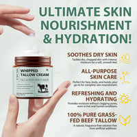 XAYGHE Beef Tallow Honey Balm - Organic Grass Fed Tallow Face Cream - Deeply Nourishing & Moisturizing Beef Tallow Skin Care for for Dry Skin, 120g