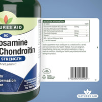 Natures Aid Glucosamine MSM & Chondroitin with Vitamin C - High Strength Joint Support - Mobility & Cartilage Health, Collagen Formation - Non-GMO, Gluten-Free Supplement - 90 Tablets