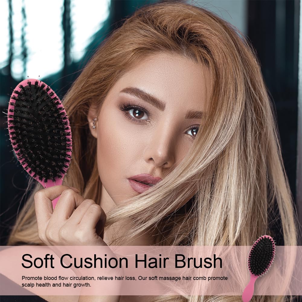 YNGMEIYER Ultimate Hair Extension Brush Boar Bristle Paddle Hairbrush Soft Cushion Hair Brush for Long Thick Curly Hair Reducing Hair Breakage and Frizz