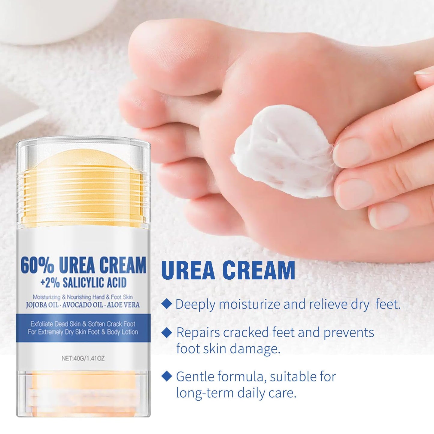 SALROAL Urea Cream 60 Percent for Feet,Urea Foot Cream for Cracked Heels and Dry Skin - Cracked Heel Cream Urea Moisturiser Plus 2% Salicylic Acid - Foot Cream for Calluses and Hard Skin (BLUE, Two Size)