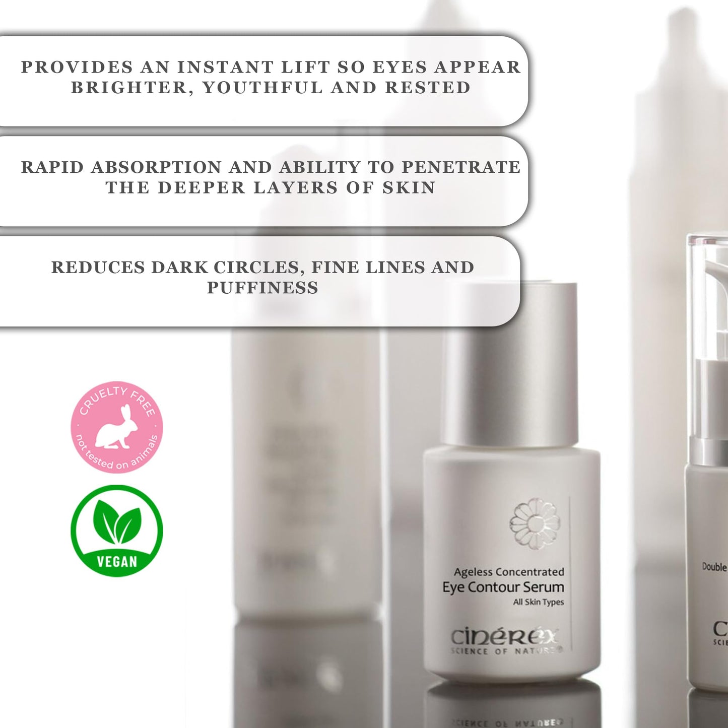 Cinere Ageless concentrated Eye Contour Serum 15 ML | Anti-Aging | Anti-Wrinkle | Best Serum for Puffy Eyes & Eye Bag | Eye Firming Serum | Instant Eye Lifting Serum | Eye Repair Serum