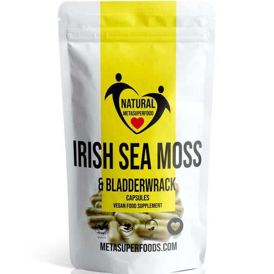 MetaSuperfoods Sea Moss and Bladderwrack 60 Capsules (3600mg) High Strength Sea Moss | Vegan | Non GMO | No Binders No Fillers No Additives | Dr Sebi Irish Sea Moss