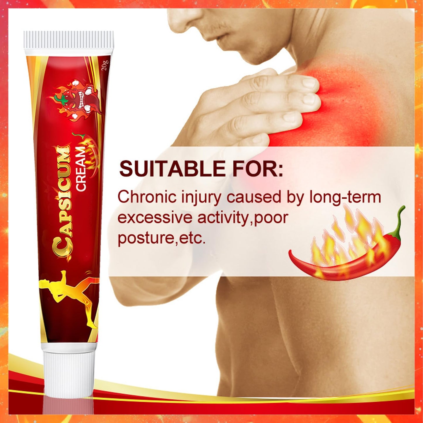2 x Chilli Massage Gel for Neck, Knees, Hands & Feet Joints to Improve Blood Circulation, Suitable for All!