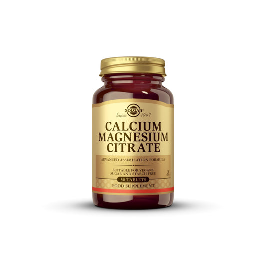 Solgar Calcium Magnesium Citrate Tablets - Pack of 50 - Supports Muscle and Nervous System - for Energy Release and Reduces Tiredness - Vegan, Gluten Free and Kosher