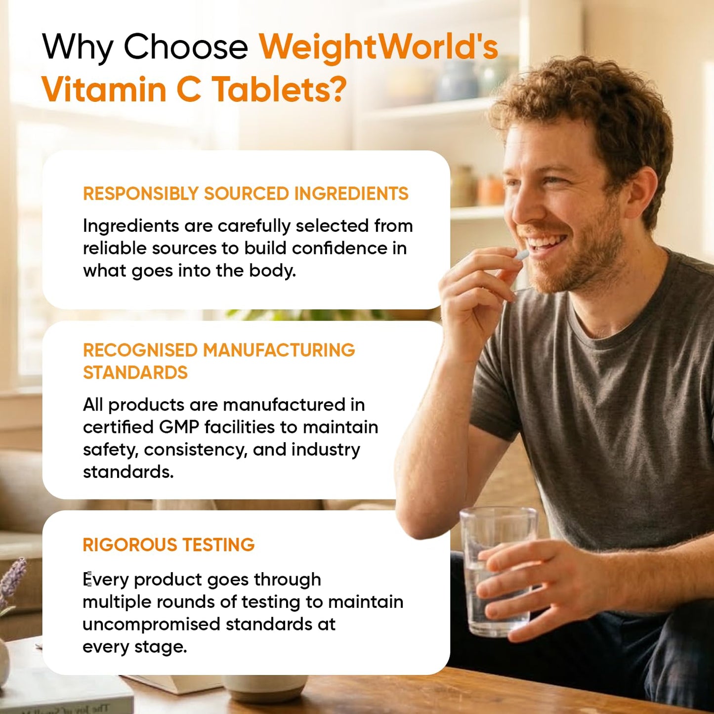 WeightWorld Vitamin C Tablets 1000mg - 180 Tablets - 6 Months Supply - Added Rosehips & Bioflavonoids - 1 per Day - Vegan & Non-GMO - VIT C Supplement (As L-Ascorbic Acid) - Easy-to-Break Pills - Made in the UK
