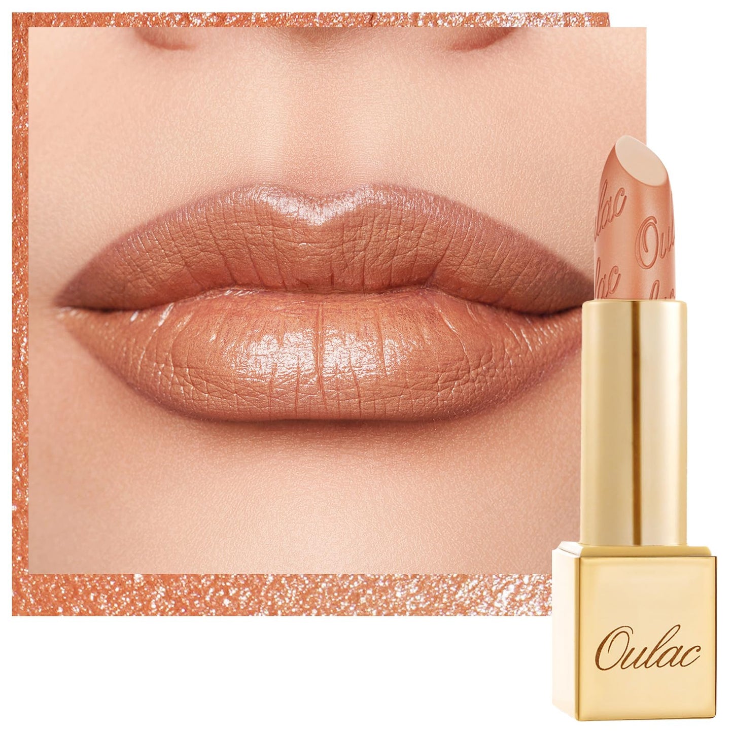 Oulac OULAC Glow Metallic Shine Lipstick, Nude High Impact Lipcolor, Lightweight Soft and Ultra Hydrating, Long Lasting, Vegan & Cruelty-Free, Full Coverage Lip Color 4.3 g/0.15 GM10 Chicness