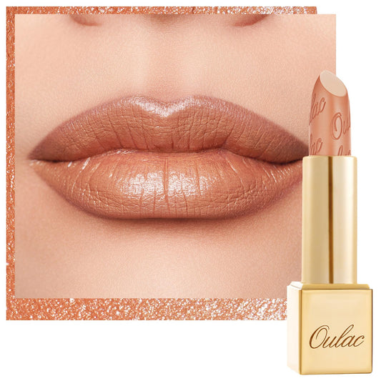 Oulac OULAC Glow Metallic Shine Lipstick, Nude High Impact Lipcolor, Lightweight Soft and Ultra Hydrating, Long Lasting, Vegan & Cruelty-Free, Full Coverage Lip Color 4.3 g/0.15 GM10 Chicness