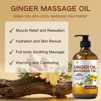 2PCS Ginger Massage Oil for Muscle Relaxation & Skin Hydration,Massage Oils for Massage Therapy,Body Oil for Muscle Pain Relief,Soothing Essential Oil with Vitamin E,Stress Relief & Tired Legs