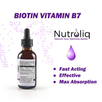 Nutroliq Absorb Your Wellness Better Nutroliq Biotin Liquid Drops - Vegan Vitamin B7 Dietary Supplement for Hair, Nail & Skin Health - Pure 12000mcg Biotin Drops for Hair Growth - Extra Strength Berry-Flavoured Vitamin H Serum - 60 ml