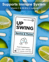 Upswing Vitamin C B12, L-Cysteine HCL Provides Glutathione, Vitamins B1, B2, B3, B6, B12, Folic Acid Biotin, Post-Social Recovery, Healthier Morning, Food Supplement Vegan Capsules-30 Starter Pack