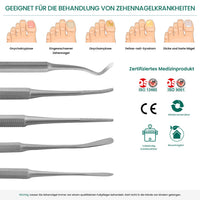 Ingrown Toenail File Set by Blizzard – 3 Piece Double-Ended Tool Kit with Blacks File, Nail Cleaner and Lifter for Cleaning and Care of Ingrown Toenails - Premium Stainless Steel